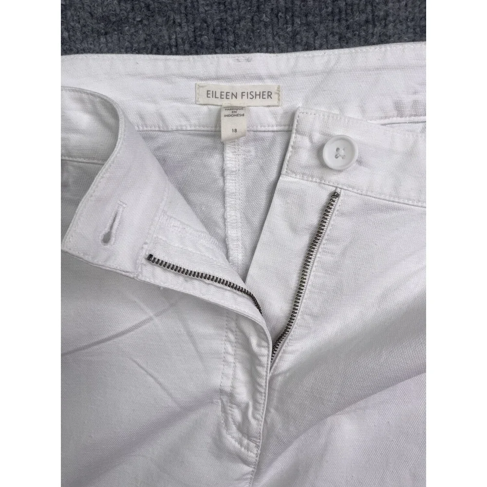 Eileen‎ Fisher Pants Womens 18 White Straight Leg Cotton Twill Casual Classic